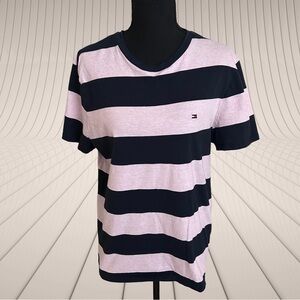 Tommy Hilfiger Women’s Cotton Navy and Pink Striped Tee Size M